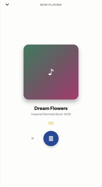 YeriSoh Now Playing screen, a minimal full-screen radio player